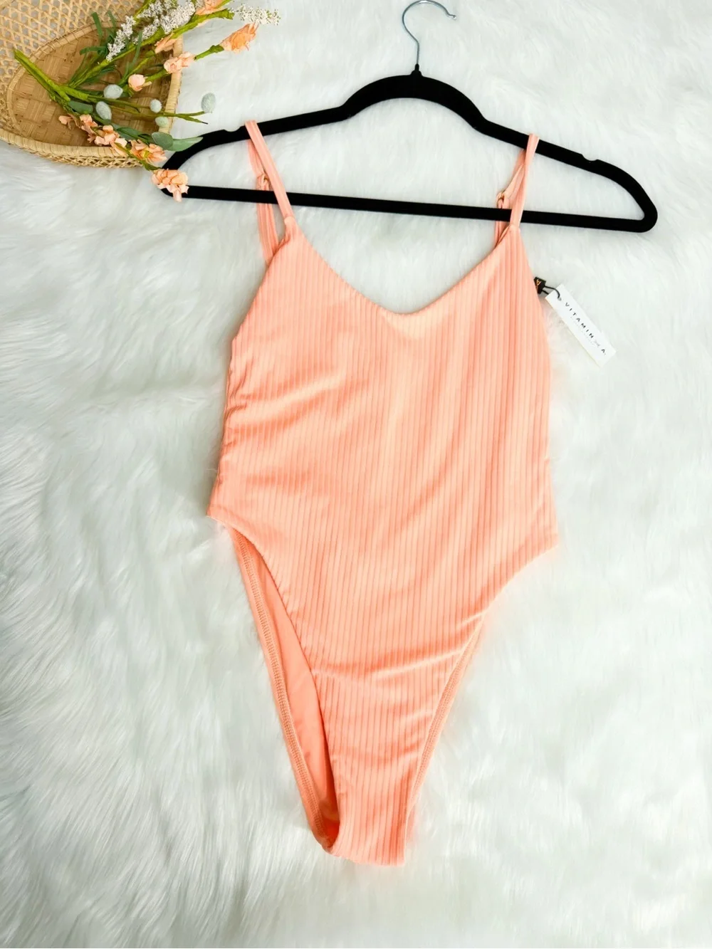 Vitamin A Alia One Piece - Pink Coral EcoRib | Size small